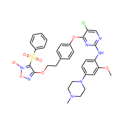 COc1cc(N2CCN(C)CC2)ccc1Nc1ncc(Cl)c(Oc2ccc(CCOc3no[n+]([O-])c3S(=O)(=O)c3ccccc3)cc2)n1 ZINC000096917082