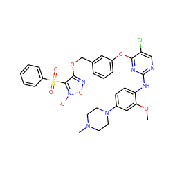 COc1cc(N2CCN(C)CC2)ccc1Nc1ncc(Cl)c(Oc2cccc(COc3no[n+]([O-])c3S(=O)(=O)c3ccccc3)c2)n1 ZINC000096917092