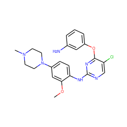 COc1cc(N2CCN(C)CC2)ccc1Nc1ncc(Cl)c(Oc2cccc(N)c2)n1 ZINC000074848412