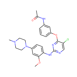 COc1cc(N2CCN(C)CC2)ccc1Nc1ncc(Cl)c(Oc2cccc(NC(C)=O)c2)n1 ZINC000299868409