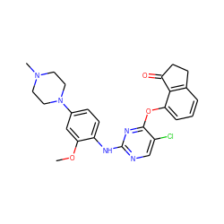 COc1cc(N2CCN(C)CC2)ccc1Nc1ncc(Cl)c(Oc2cccc3c2C(=O)CC3)n1 ZINC000138465853