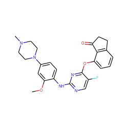 COc1cc(N2CCN(C)CC2)ccc1Nc1ncc(F)c(Oc2cccc3c2C(=O)CC3)n1 ZINC000145999982