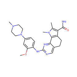 COc1cc(N2CCN(C)CC2)ccc1Nc1ncc2c(n1)-c1c(c(C(N)=O)c(C)n1C)CC2 ZINC000145074870