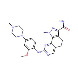 COc1cc(N2CCN(C)CC2)ccc1Nc1ncc2c(n1)-c1c(c(C(N)=O)nn1C)CC2 ZINC000053276122