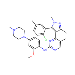 COc1cc(N2CCN(C)CC2)ccc1Nc1ncc2c(n1)-c1c(nn(C)c1-c1cc(C)ccc1Cl)CC2 ZINC000169702195