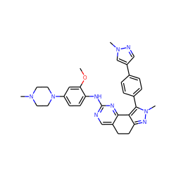 COc1cc(N2CCN(C)CC2)ccc1Nc1ncc2c(n1)-c1c(nn(C)c1-c1ccc(-c3cnn(C)c3)cc1)CC2 ZINC000224943156