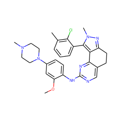 COc1cc(N2CCN(C)CC2)ccc1Nc1ncc2c(n1)-c1c(nn(C)c1-c1cccc(C)c1Cl)CC2 ZINC000143052021