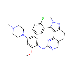 COc1cc(N2CCN(C)CC2)ccc1Nc1ncc2c(n1)-c1c(nn(C)c1-c1ccccc1Cl)CC2 ZINC000169702214