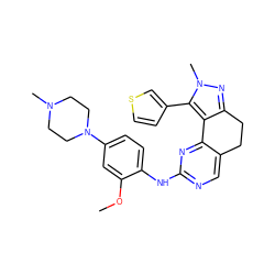 COc1cc(N2CCN(C)CC2)ccc1Nc1ncc2c(n1)-c1c(nn(C)c1-c1ccsc1)CC2 ZINC000141172304