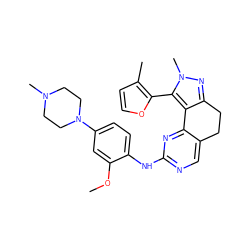 COc1cc(N2CCN(C)CC2)ccc1Nc1ncc2c(n1)-c1c(nn(C)c1-c1occc1C)CC2 ZINC000169702208