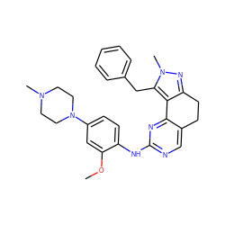 COc1cc(N2CCN(C)CC2)ccc1Nc1ncc2c(n1)-c1c(nn(C)c1Cc1ccccc1)CC2 ZINC000143033691