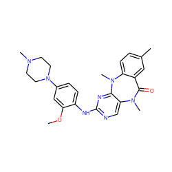 COc1cc(N2CCN(C)CC2)ccc1Nc1ncc2c(n1)N(C)c1ccc(C)cc1C(=O)N2C ZINC000066079600