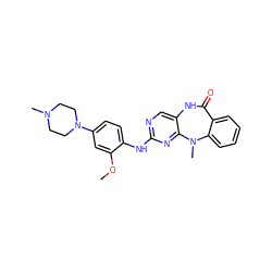 COc1cc(N2CCN(C)CC2)ccc1Nc1ncc2c(n1)N(C)c1ccccc1C(=O)N2 ZINC000066066132