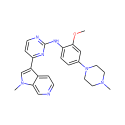 COc1cc(N2CCN(C)CC2)ccc1Nc1nccc(-c2cn(C)c3cnccc23)n1 ZINC000096170450