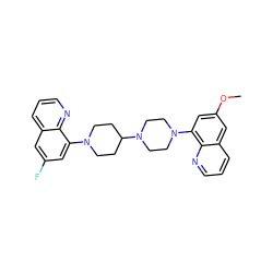 COc1cc(N2CCN(C3CCN(c4cc(F)cc5cccnc45)CC3)CC2)c2ncccc2c1 ZINC000049112929