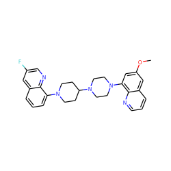 COc1cc(N2CCN(C3CCN(c4cccc5cc(F)cnc45)CC3)CC2)c2ncccc2c1 ZINC000049088477
