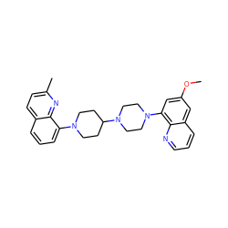 COc1cc(N2CCN(C3CCN(c4cccc5ccc(C)nc45)CC3)CC2)c2ncccc2c1 ZINC000049088146