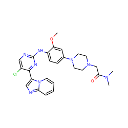 COc1cc(N2CCN(CC(=O)N(C)C)CC2)ccc1Nc1ncc(Cl)c(-c2cnc3ccccn23)n1 ZINC000072177407