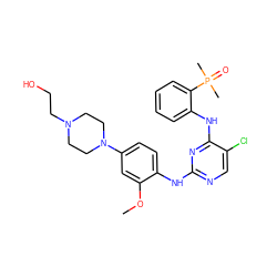 COc1cc(N2CCN(CCO)CC2)ccc1Nc1ncc(Cl)c(Nc2ccccc2P(C)(C)=O)n1 ZINC000137849348