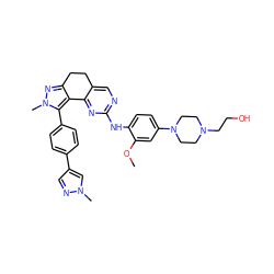 COc1cc(N2CCN(CCO)CC2)ccc1Nc1ncc2c(n1)-c1c(nn(C)c1-c1ccc(-c3cnn(C)c3)cc1)CC2 ZINC000224943102