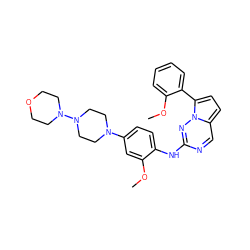 COc1cc(N2CCN(N3CCOCC3)CC2)ccc1Nc1ncc2ccc(-c3ccccc3OC)n2n1 ZINC000072181744