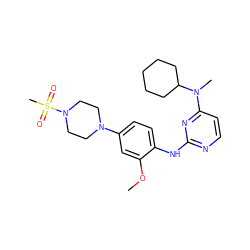 COc1cc(N2CCN(S(C)(=O)=O)CC2)ccc1Nc1nccc(N(C)C2CCCCC2)n1 ZINC000103248439