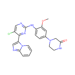 COc1cc(N2CCNC(=O)C2)ccc1Nc1ncc(Cl)c(-c2cnc3ccccn23)n1 ZINC000072176997