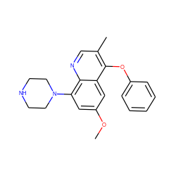 COc1cc(N2CCNCC2)c2ncc(C)c(Oc3ccccc3)c2c1 ZINC000090527590