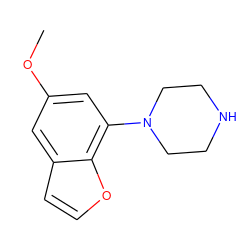 COc1cc(N2CCNCC2)c2occc2c1 ZINC000013741477