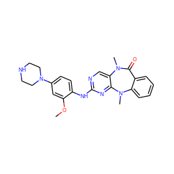 COc1cc(N2CCNCC2)ccc1Nc1ncc2c(n1)N(C)c1ccccc1C(=O)N2C ZINC000066077079