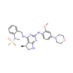 COc1cc(N2CCOCC2)ccc1Nc1nc(NCc2ccccc2N(C)S(C)(=O)=O)c2c(n1)NC[C@H]2C ZINC000221699567