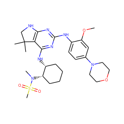 COc1cc(N2CCOCC2)ccc1Nc1nc2c(c(N[C@@H]3CCCC[C@@H]3N(C)S(C)(=O)=O)n1)C(C)(C)CN2 ZINC000221706178