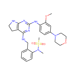 COc1cc(N2CCOCC2)ccc1Nc1nc2c(c(NCc3ccccc3N(C)S(C)(=O)=O)n1)CCN2 ZINC000221703069