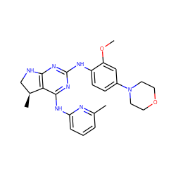 COc1cc(N2CCOCC2)ccc1Nc1nc2c(c(Nc3cccc(C)n3)n1)[C@@H](C)CN2 ZINC000221716615