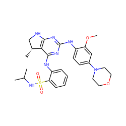 COc1cc(N2CCOCC2)ccc1Nc1nc2c(c(Nc3ccccc3S(=O)(=O)NC(C)C)n1)[C@H](C)CN2 ZINC000221683103