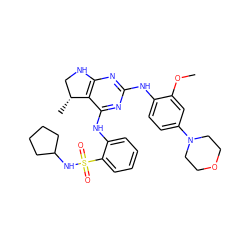 COc1cc(N2CCOCC2)ccc1Nc1nc2c(c(Nc3ccccc3S(=O)(=O)NC3CCCC3)n1)[C@H](C)CN2 ZINC000221683597