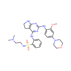 COc1cc(N2CCOCC2)ccc1Nc1nc2c(c(Nc3ccccc3S(=O)(=O)NCCN(C)C)n1)CCN2 ZINC000221647163