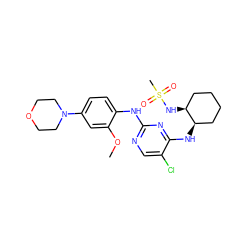 COc1cc(N2CCOCC2)ccc1Nc1ncc(Cl)c(N[C@@H]2CCCC[C@@H]2NS(C)(=O)=O)n1 ZINC000072173606