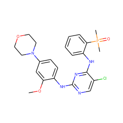 COc1cc(N2CCOCC2)ccc1Nc1ncc(Cl)c(Nc2ccccc2P(C)(C)=O)n1 ZINC000148736758