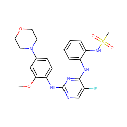 COc1cc(N2CCOCC2)ccc1Nc1ncc(F)c(Nc2ccccc2NS(C)(=O)=O)n1 ZINC000068196548