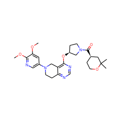 COc1cc(N2CCc3ncnc(O[C@H]4CCN(C(=O)[C@@H]5CCOC(C)(C)C5)C4)c3C2)cnc1OC ZINC000113571332