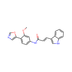 COc1cc(NC(=O)/C=C/c2c[nH]c3ccccc23)ccc1-c1cnco1 ZINC000012354261