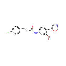 COc1cc(NC(=O)/C=C/c2ccc(Cl)cc2)ccc1-c1cnco1 ZINC000013818710