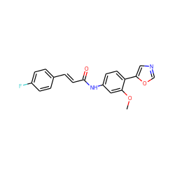 COc1cc(NC(=O)/C=C/c2ccc(F)cc2)ccc1-c1cnco1 ZINC000013818703