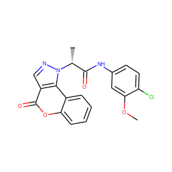 COc1cc(NC(=O)[C@@H](C)n2ncc3c(=O)oc4ccccc4c32)ccc1Cl ZINC000299823645