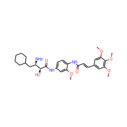 COc1cc(NC(=O)[C@@H](O)[C@H](N)CC2CCCCC2)ccc1NC(=O)/C=C/c1cc(OC)c(OC)c(OC)c1 ZINC000026939106