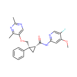 COc1cc(NC(=O)[C@@H]2C[C@@]2(COc2cnc(C)nc2C)c2ccccc2)ncc1F ZINC000118072599