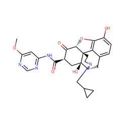 COc1cc(NC(=O)[C@@H]2C[C@@]3(O)[C@H]4Cc5ccc(O)c6c5[C@@]3(CCN4CC3CC3)[C@@H](O6)C2=O)ncn1 ZINC000169694479