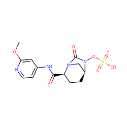 COc1cc(NC(=O)[C@@H]2CC[C@H]3CN2C(=O)N3OS(=O)(=O)O)ccn1 ZINC000096168689