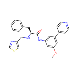 COc1cc(NC(=O)[C@H](Cc2ccccc2)NCc2cscn2)cc(-c2ccncc2)c1 ZINC000084688483